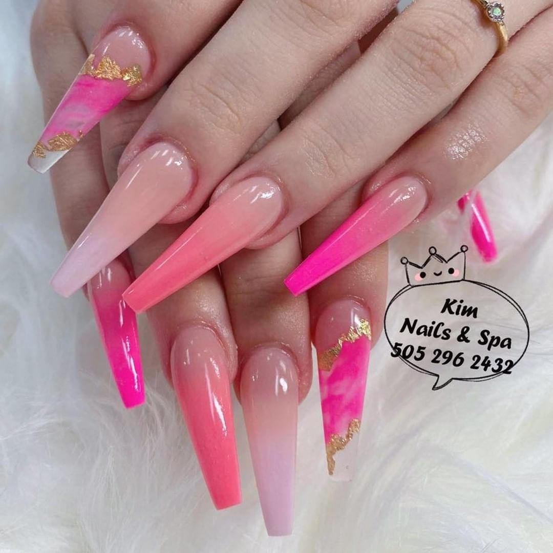 Show off your funky and wild side and let the world see your love for long pink acrylics.