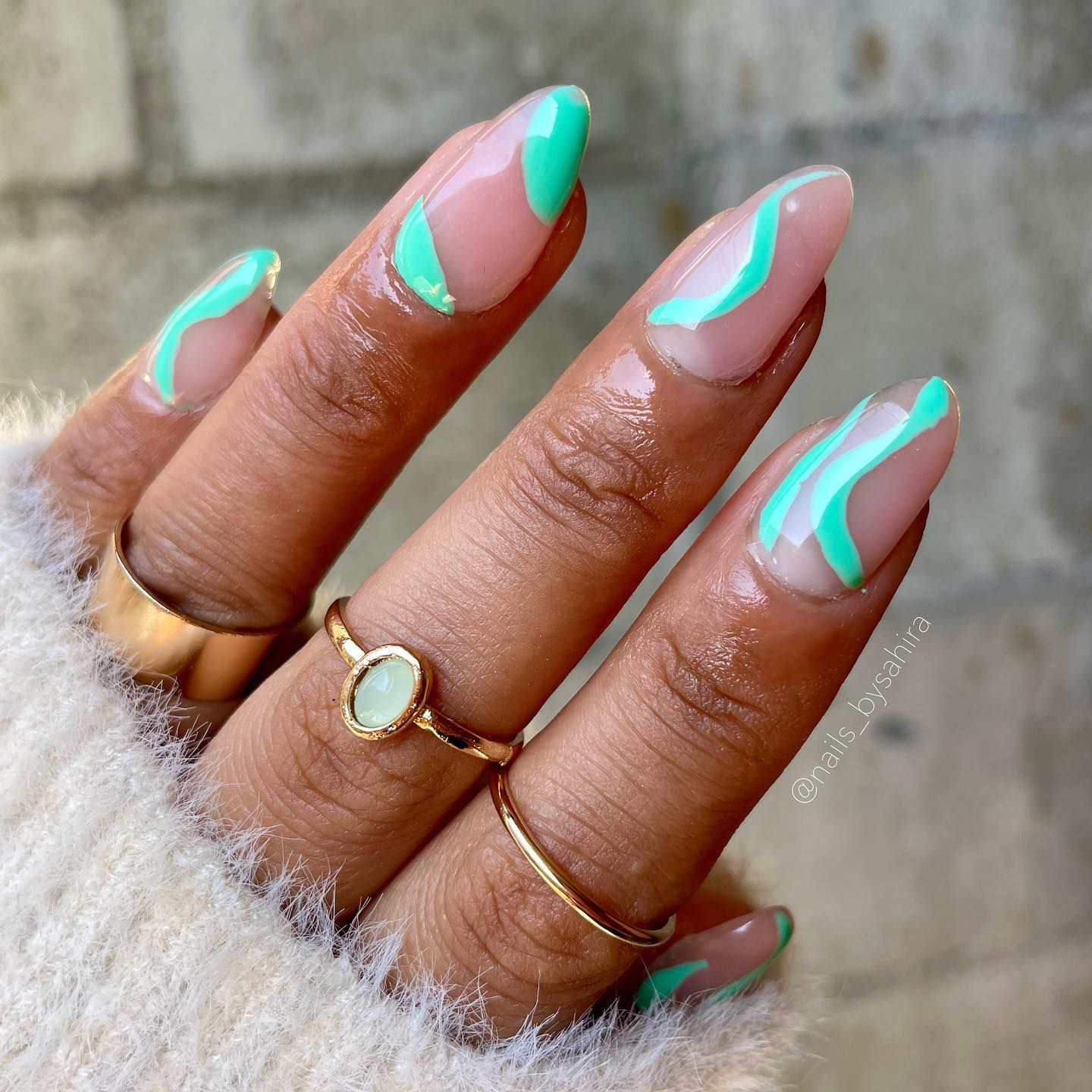 Mint almond nails such as these will look cute and are such a feminine summer mani.