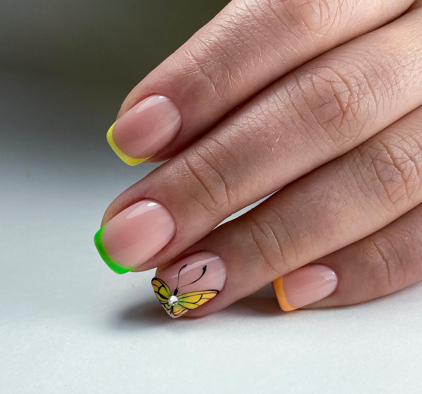 This French manicure will look amazing for the summer season! If you like bright and loud ideas this is for you.