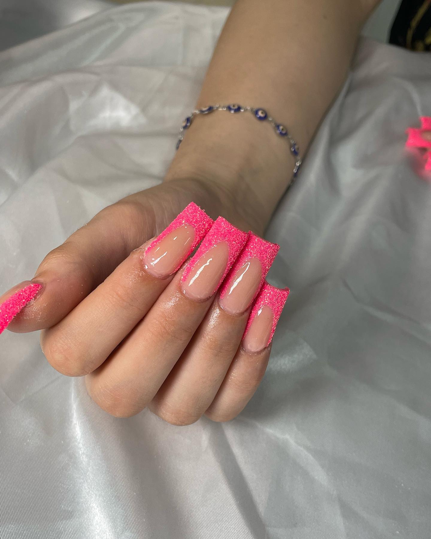 These bright and loud pink nails will look amazing for the summer! If you enjoy them and you fancy bright and party-inspired French nails, these are for you!
