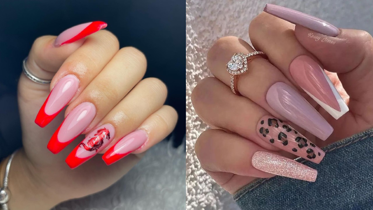 Autumn Winter New False Nails With Designs Long Ballerina Maple Leaf Fake  Nails Press On Nails Wine Red French Coffin Nail Tips - False Nails -  AliExpress