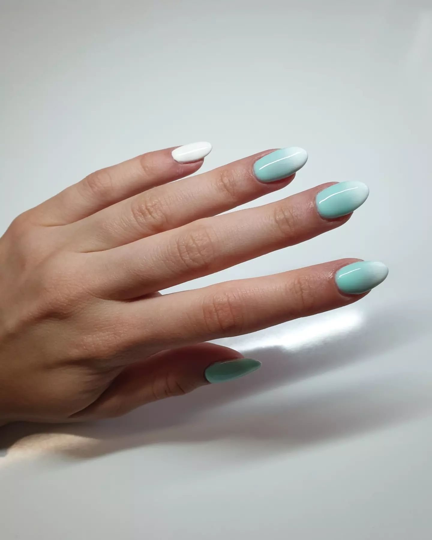  If you like ombre nails, light blue is the perfect color to do so. Mixing white with this color seems like a nice idea to try.