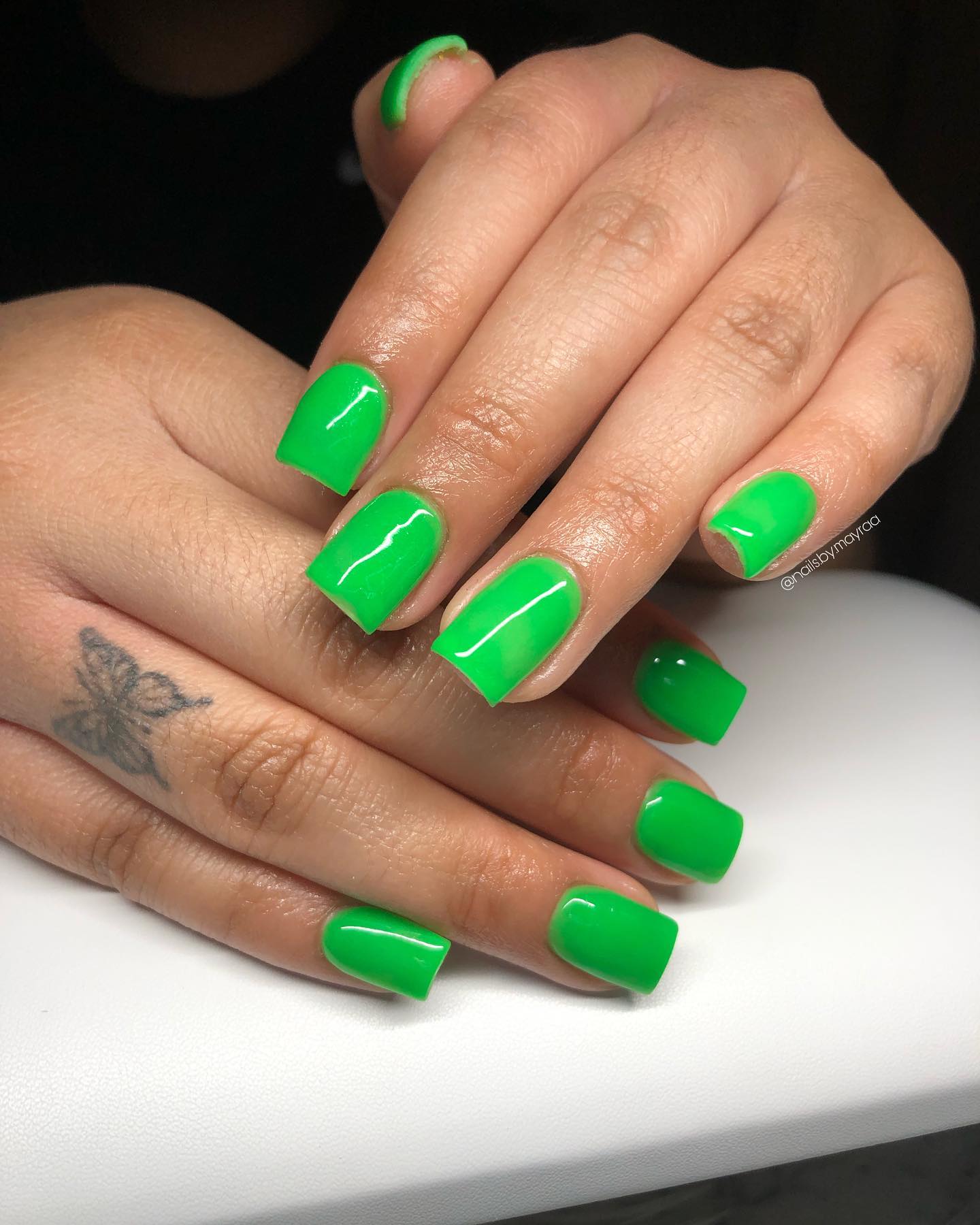 If you like neon green color but don't want to wear a super bright one, this shade is awesome.