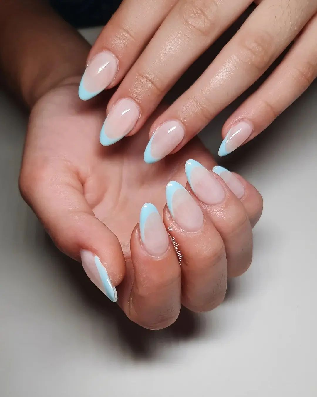 Colorful French tips are on trend so why not using light blue color as French tips? It will look amazing on your nails for sure.