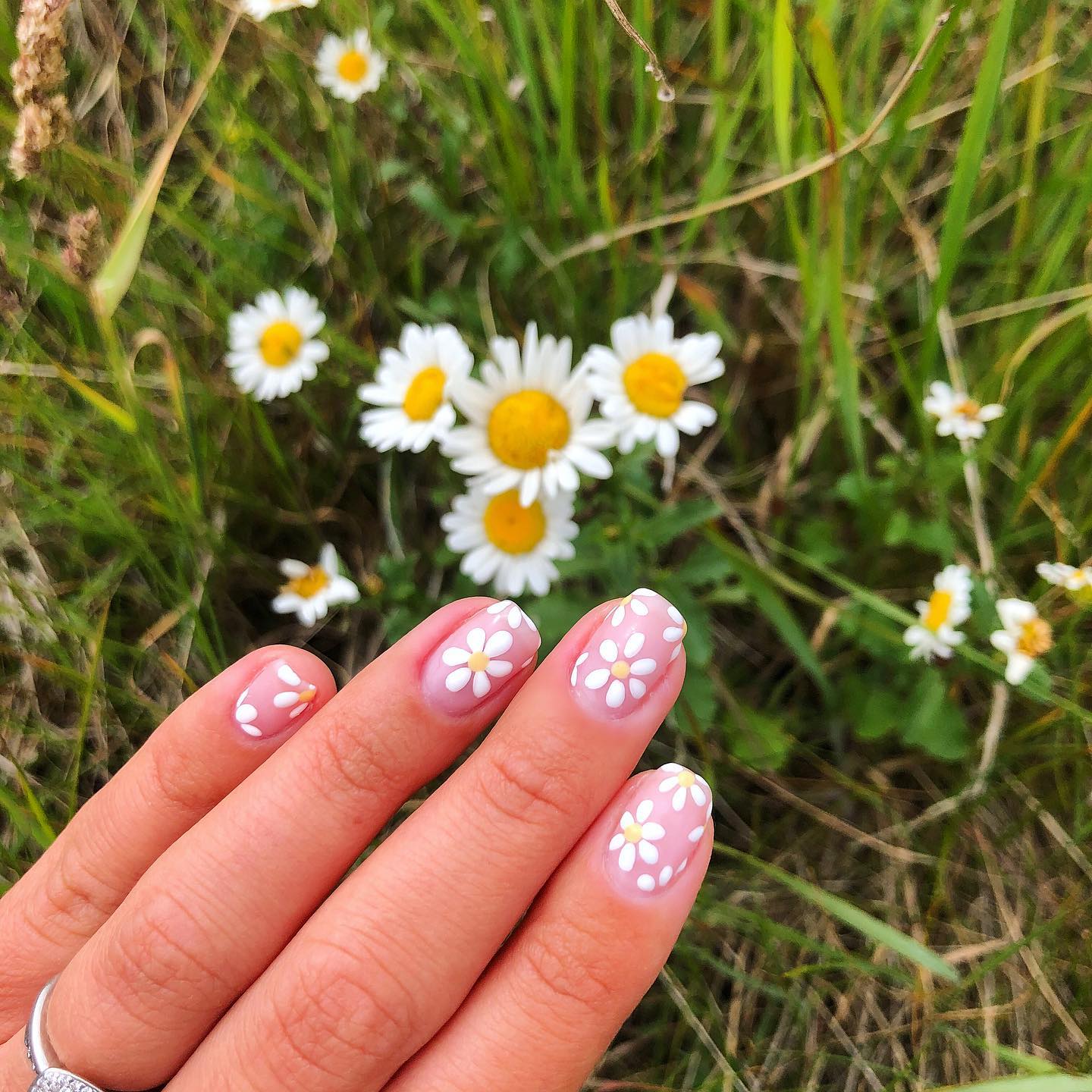 If you prefer to have bigger daisies in your nails, the example above is for you. You will rock, are you ready for it?
