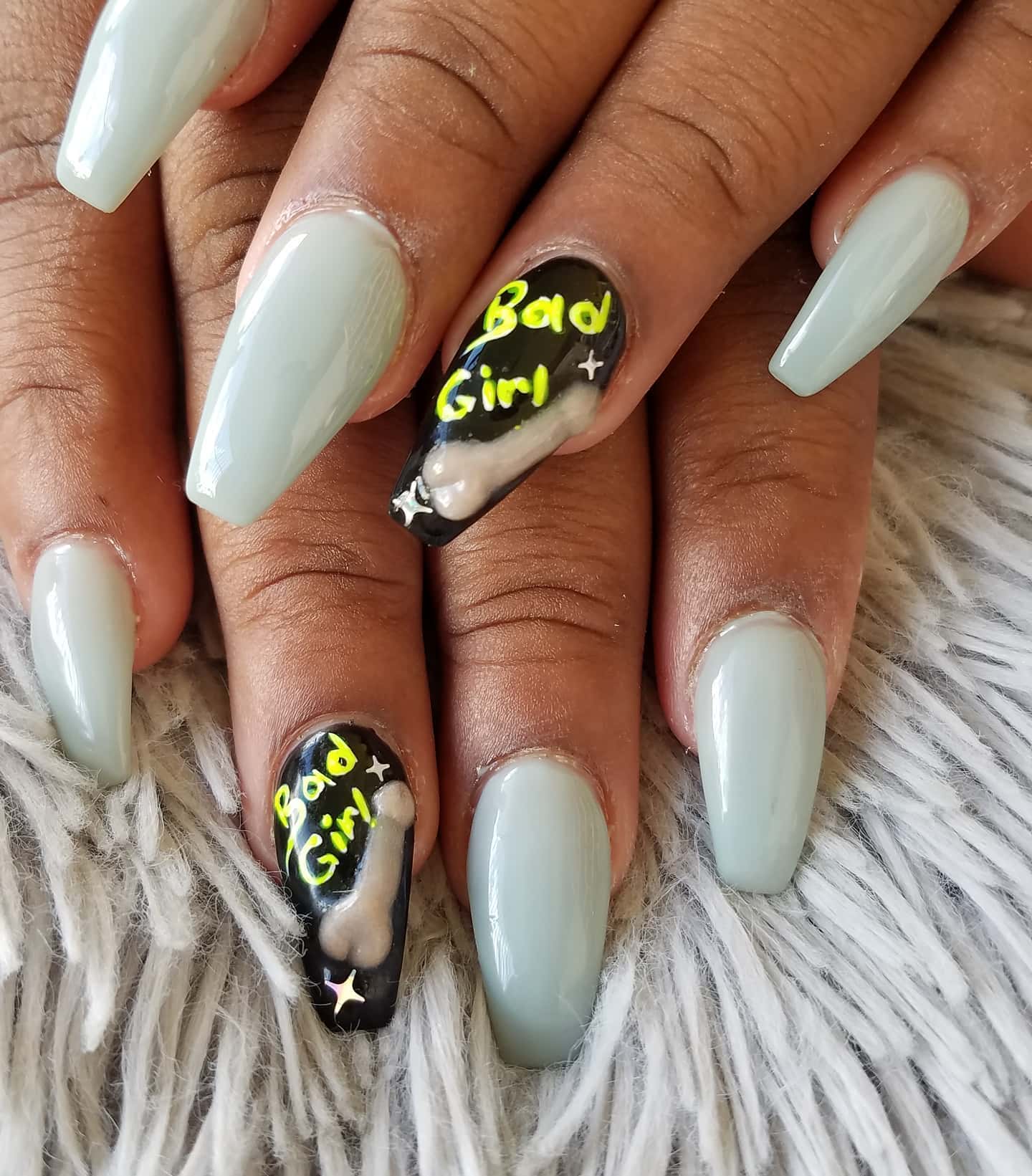 To stand out from the crowd and show that you are that bad girl, go for this nail design and have a penis nail art for your accent nail.
