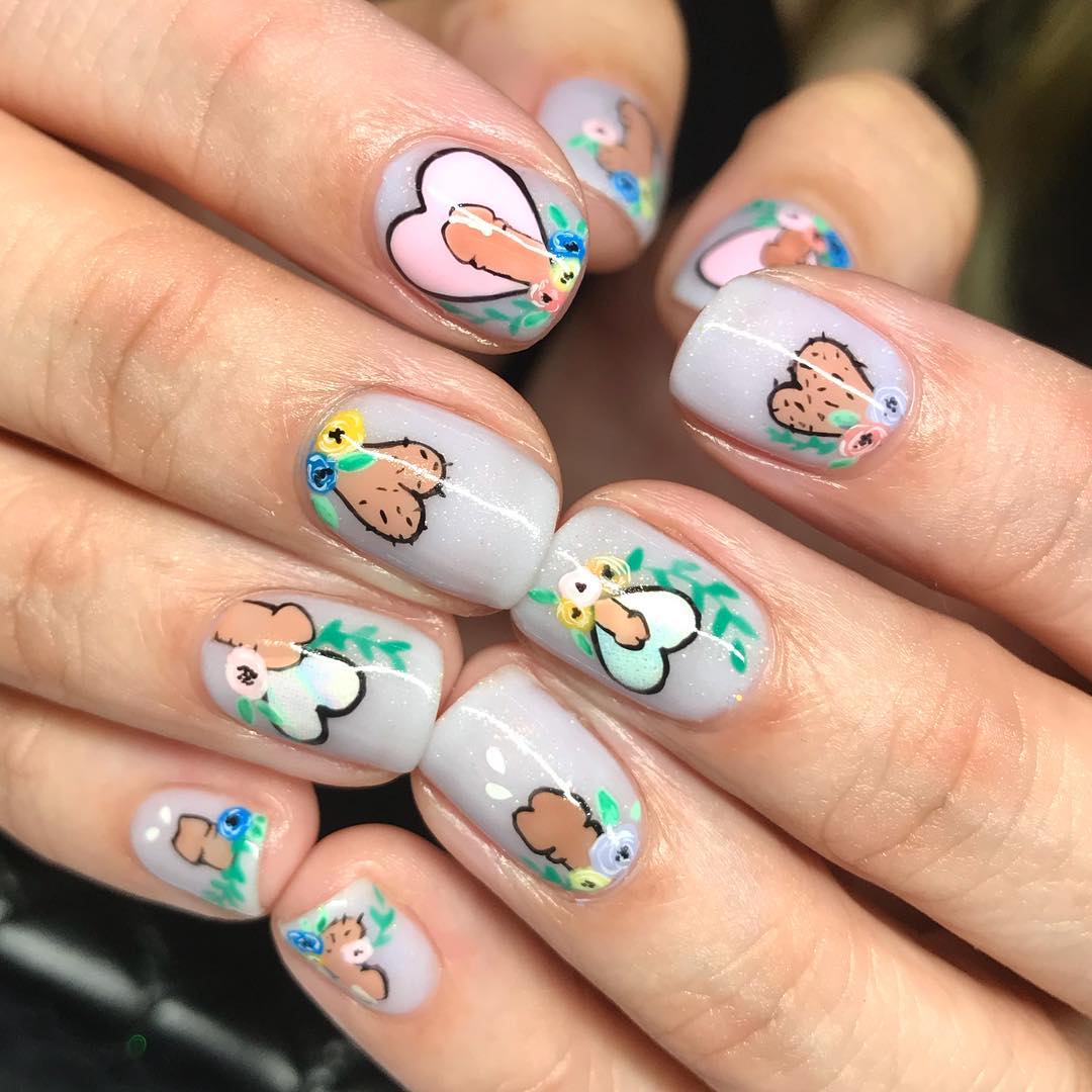 Have you ever seen a penis bouquet before? Give it a shot if you like floral nail designs.