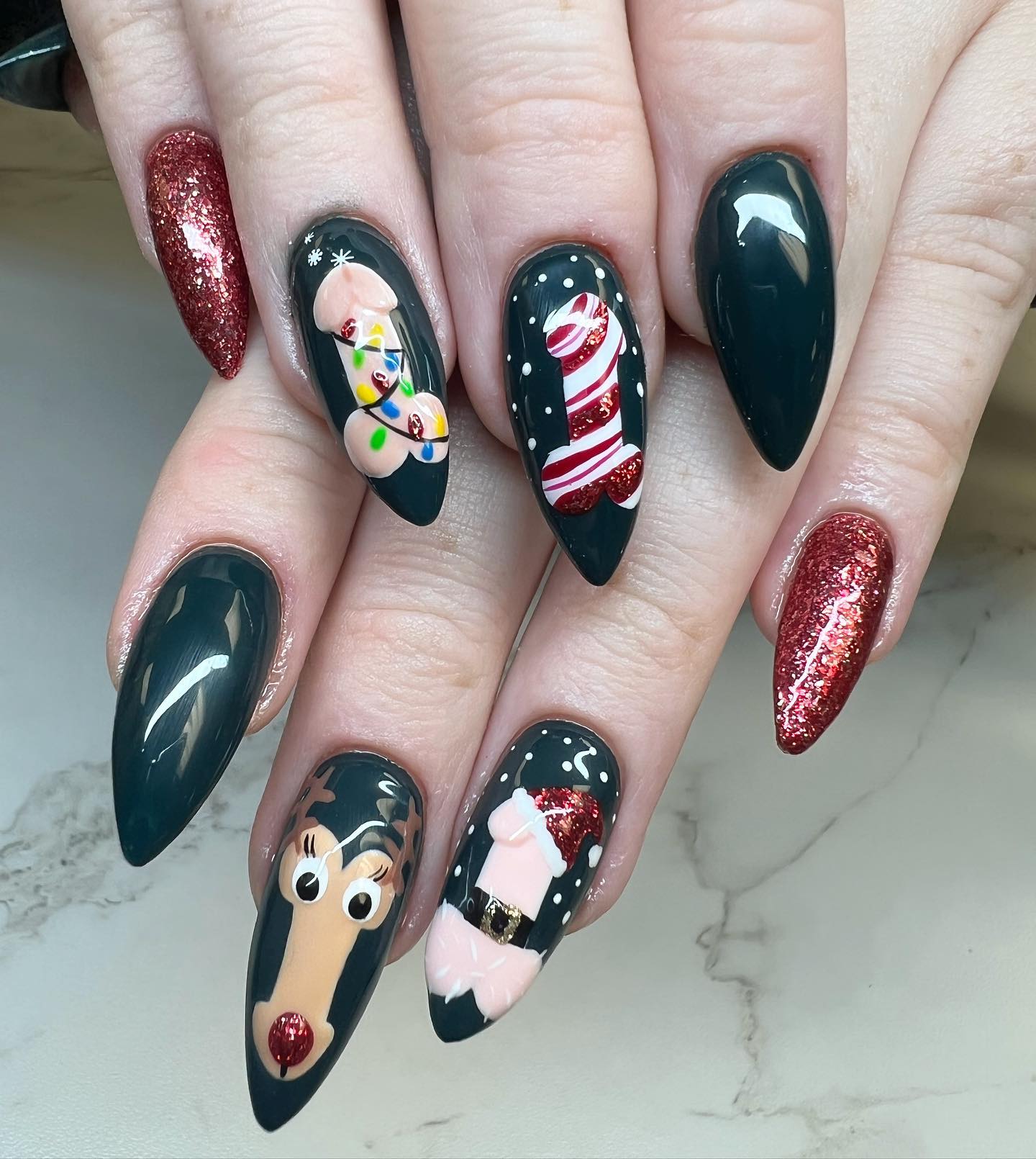 Are you ready to deck the balls? Christmas inspired penis nails will liven up your Christmas, for sure.