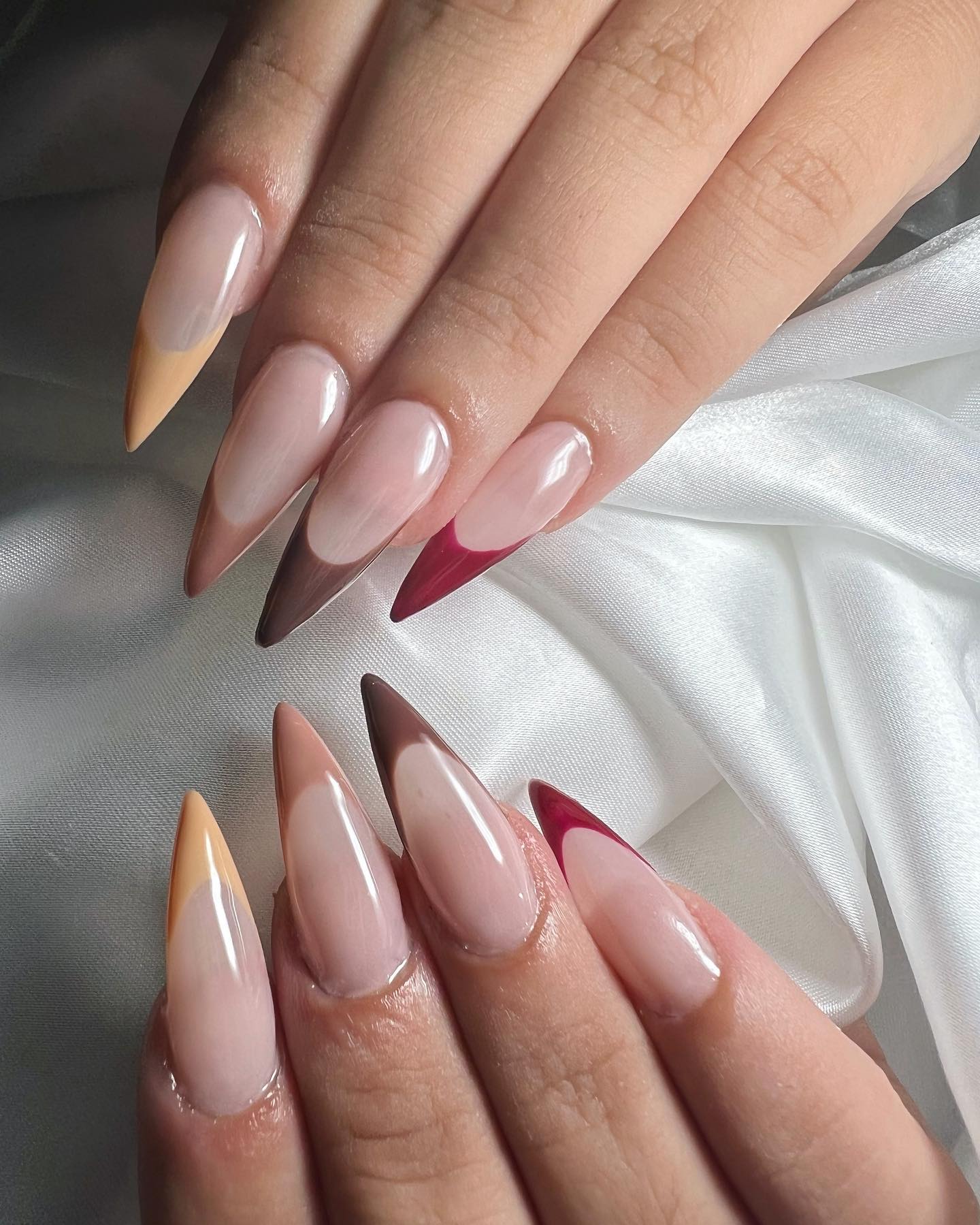 These soft and nude French tips are for nude lovers! Give it a shot if you like it.