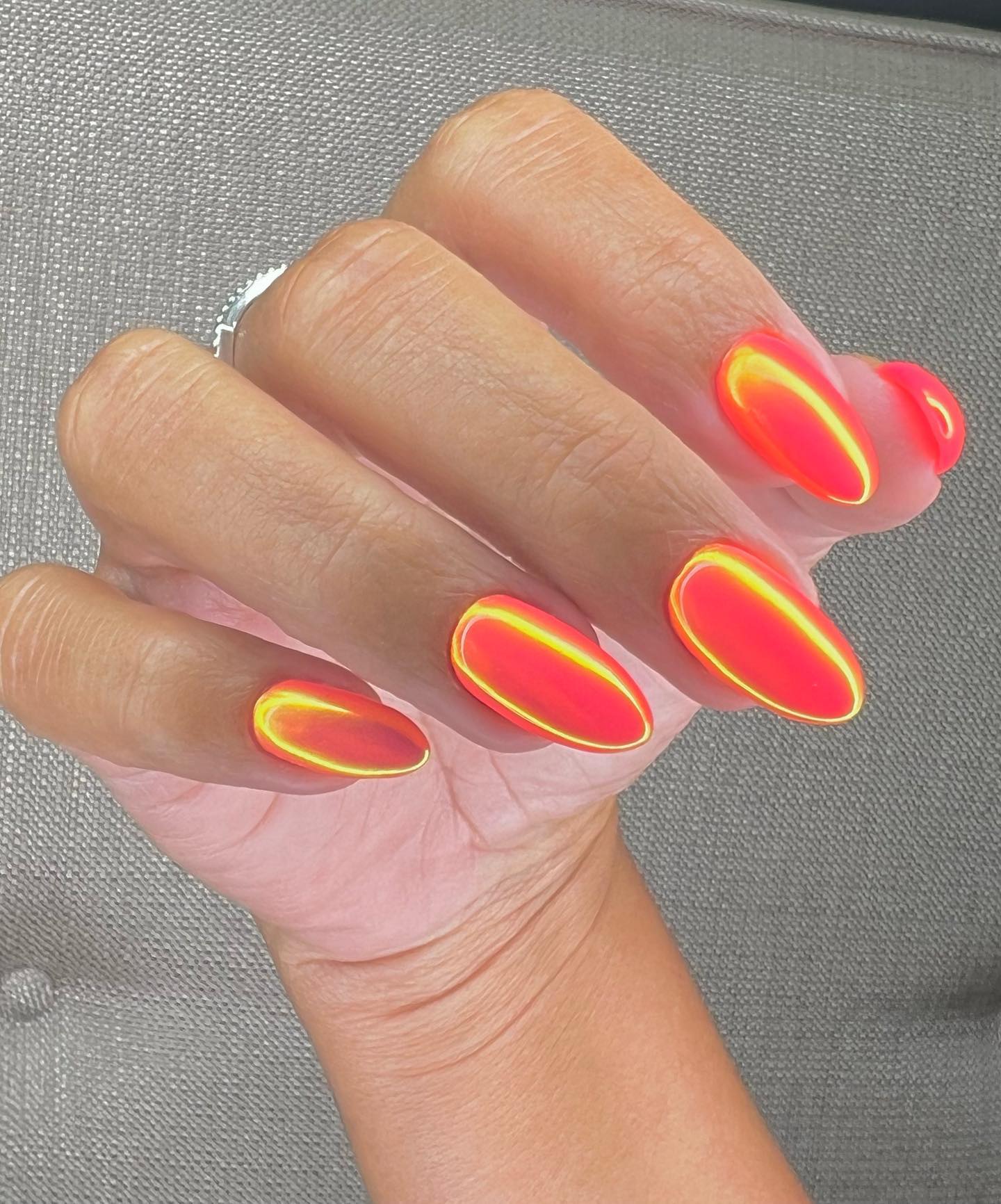 These nails are so fun! If you are looking for nice summer nail color ideas, why don't you try orange chrome mani?