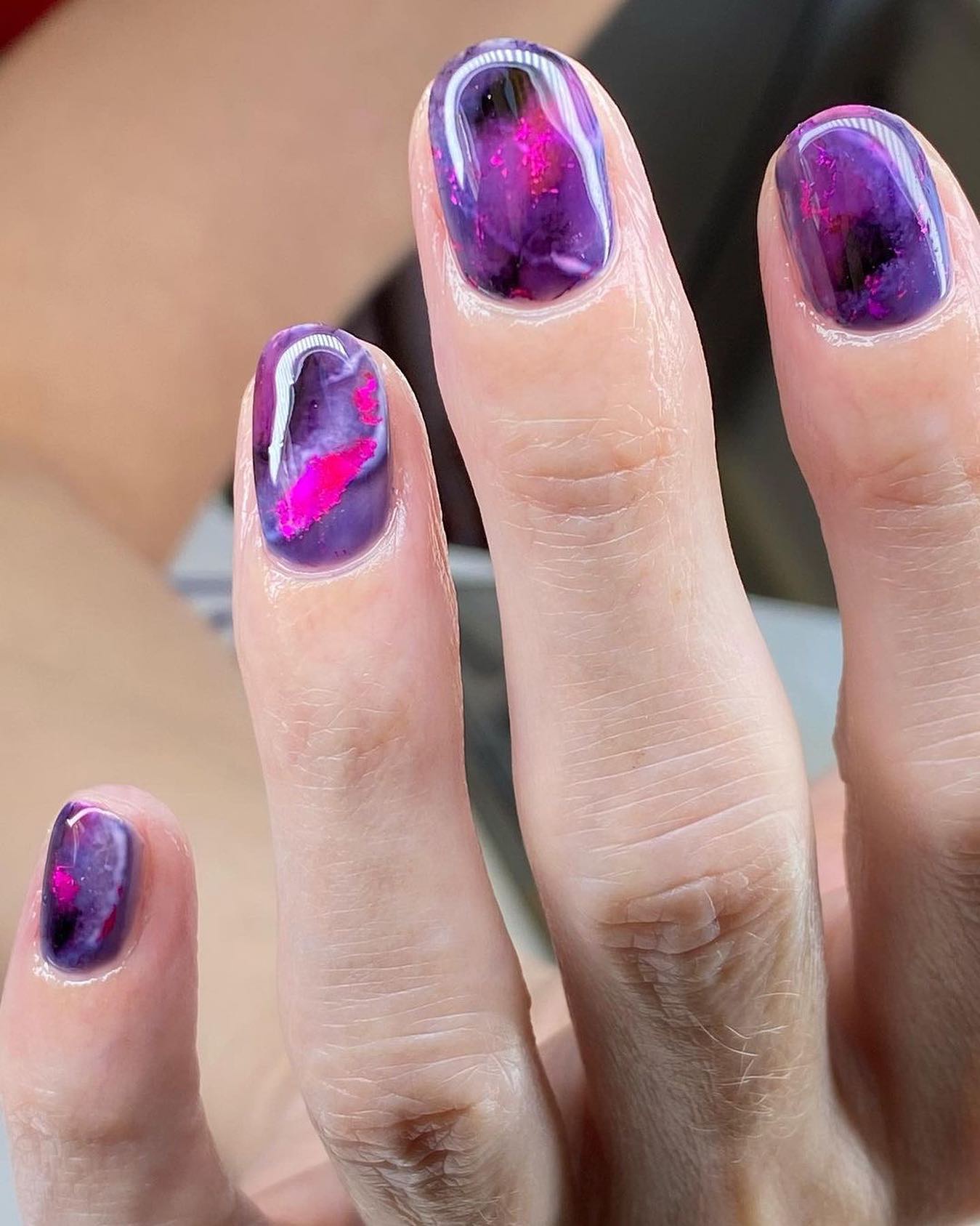 Galaxy nail is a style that has been trending for the past couple of years. It is a nice way to show your love of galaxy and the whole universe. The galactic look may seem so hard to get but a talented manicurist can create it in a short time.