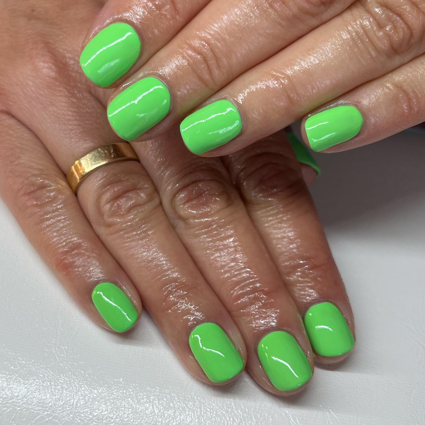 Neon nails are great if you want a bright accent nail or if you just really love bright colors. Green neon polish means you're so fun and energetic. If you are a person who loves the color of nature, give it a shot.