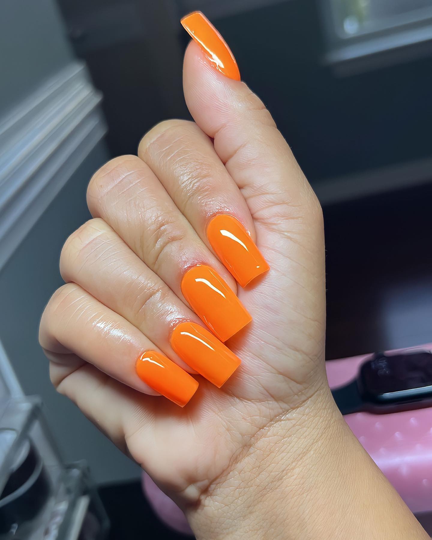Orange is a bold color, and if you want to try it out, we'd recommend going for something more fun than straight orange. Maybe try a neon orange? It will look great on your fingers!