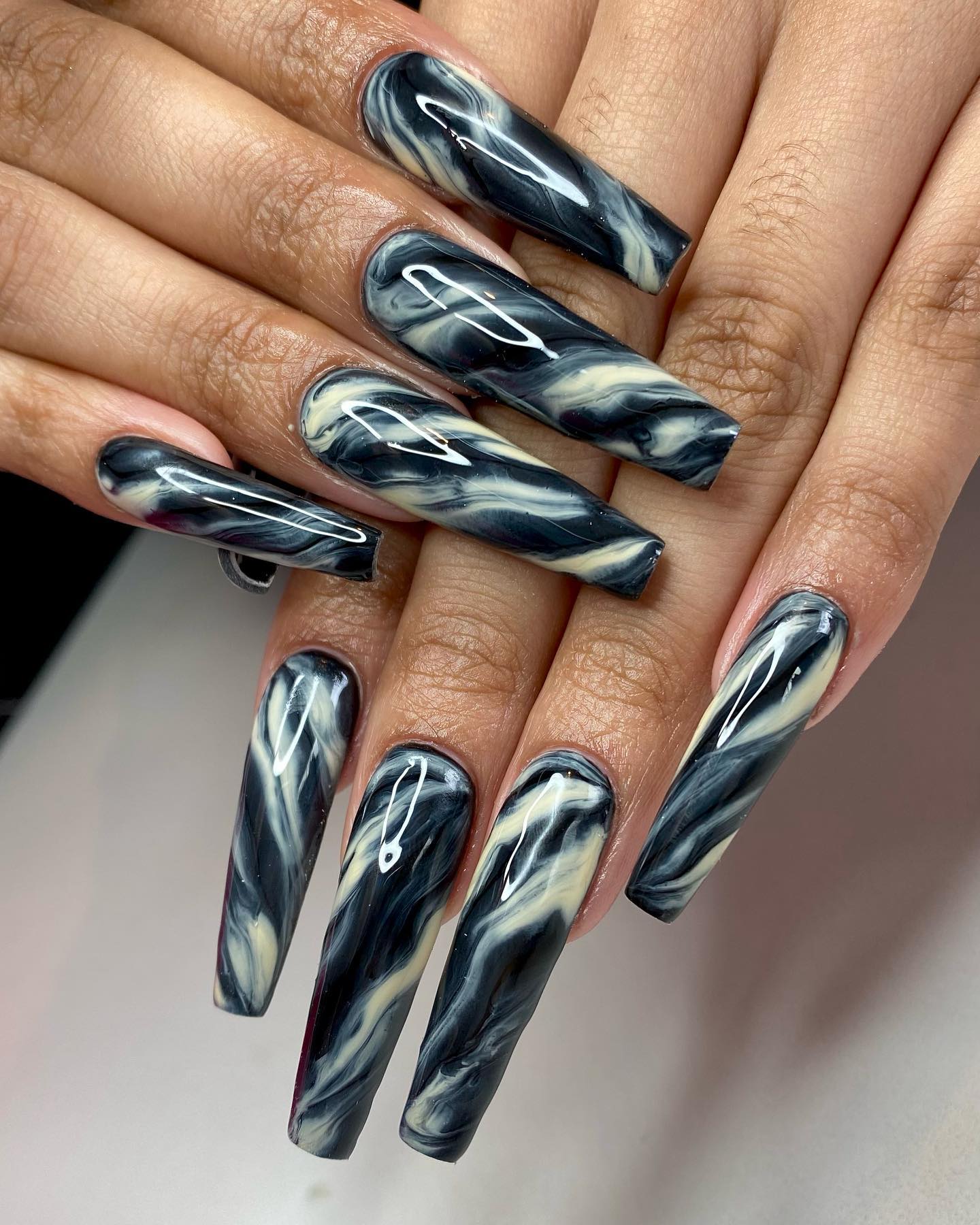 Classy marble acrylic nails - Nails By Anna