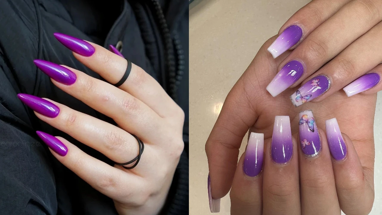 Matte Purple Press on Nails, Ombre Press on Nails - Etsy