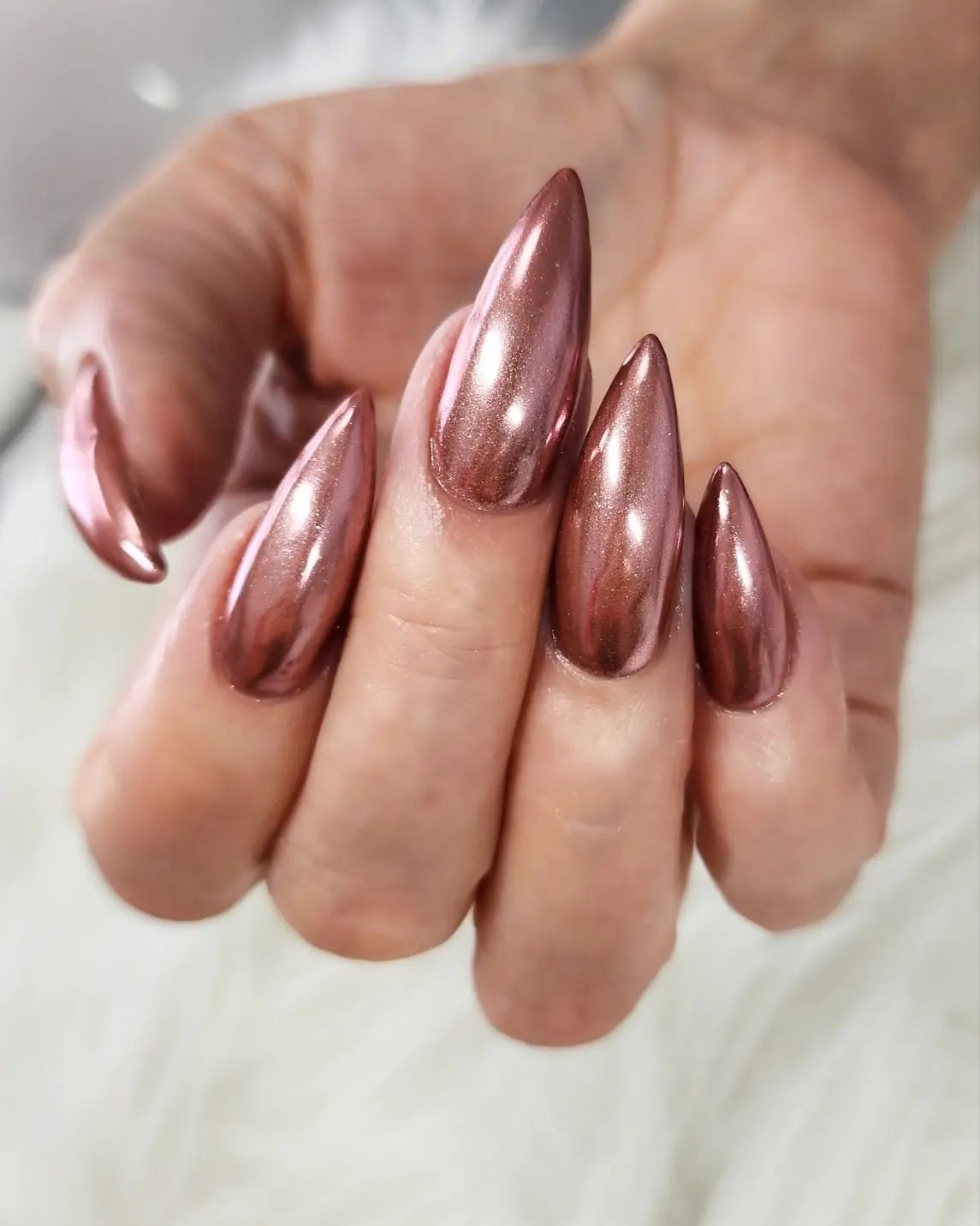 Rose Gold Chrome Nails Luxury Press on Nails Fake Nails Gel Nails Chrome  Stiletto Nails Rose Gold Nails Press on Nails Mirror Nails - Etsy