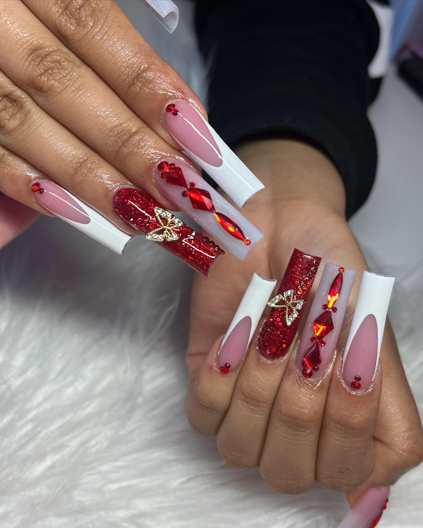 Red Prom Nails - Etsy